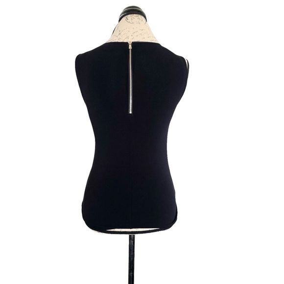 Ann Taylor Womens Blouse Top Sz XS Sleeveless Mesh Ivory Black Stretch Cocktail - Picture 3 of 12